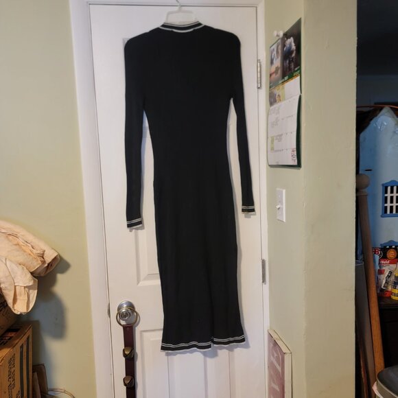 SOLD WHBM Ribbed Long Cardigan Duster Black White Trim - Picture 5 of 15